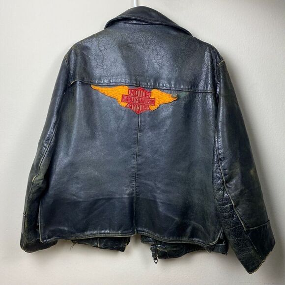 Vintage 70s Harley Davidson NY Police Department Leather Jacket Large Heavy - Picture 2 of 15